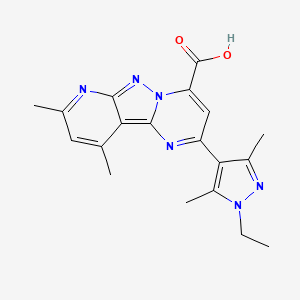 molecular formula C19H20N6O2 B4371334 2-(1-ethyl-3,5-dimethyl-1H-pyrazol-4-yl)-8,10-dimethylpyrido[2',3':3,4]pyrazolo[1,5-a]pyrimidine-4-carboxylic acid 