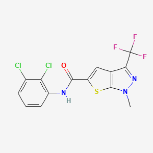 molecular formula C14H8Cl2F3N3OS B4371345 N-(2,3-dichlorophenyl)-1-methyl-3-(trifluoromethyl)-1H-thieno[2,3-c]pyrazole-5-carboxamide 