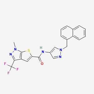molecular formula C22H16F3N5OS B4371363 1-methyl-N-[1-(1-naphthylmethyl)-1H-pyrazol-4-yl]-3-(trifluoromethyl)-1H-thieno[2,3-c]pyrazole-5-carboxamide 