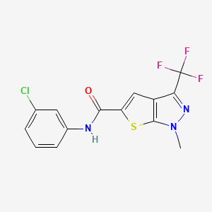 molecular formula C14H9ClF3N3OS B4371387 N-(3-chlorophenyl)-1-methyl-3-(trifluoromethyl)-1H-thieno[2,3-c]pyrazole-5-carboxamide 