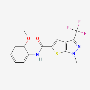 molecular formula C15H12F3N3O2S B4371397 N-(2-methoxyphenyl)-1-methyl-3-(trifluoromethyl)-1H-thieno[2,3-c]pyrazole-5-carboxamide 