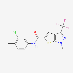 molecular formula C15H11ClF3N3OS B4371421 N-(3-chloro-4-methylphenyl)-1-methyl-3-(trifluoromethyl)-1H-thieno[2,3-c]pyrazole-5-carboxamide 