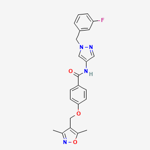 molecular formula C23H21FN4O3 B4371464 4-[(3,5-dimethyl-4-isoxazolyl)methoxy]-N-[1-(3-fluorobenzyl)-1H-pyrazol-4-yl]benzamide 