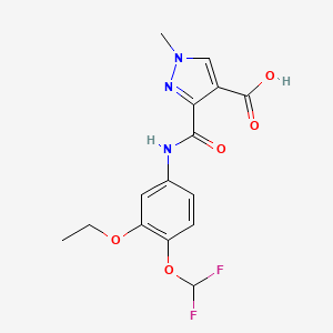 molecular formula C15H15F2N3O5 B4371483 3-({[4-(difluoromethoxy)-3-ethoxyphenyl]amino}carbonyl)-1-methyl-1H-pyrazole-4-carboxylic acid 