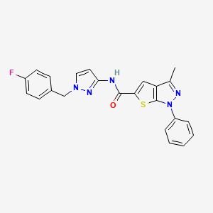 molecular formula C23H18FN5OS B4371496 N-[1-(4-fluorobenzyl)-1H-pyrazol-3-yl]-3-methyl-1-phenyl-1H-thieno[2,3-c]pyrazole-5-carboxamide 