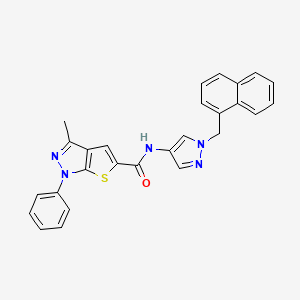molecular formula C27H21N5OS B4371524 3-methyl-N-[1-(1-naphthylmethyl)-1H-pyrazol-4-yl]-1-phenyl-1H-thieno[2,3-c]pyrazole-5-carboxamide 