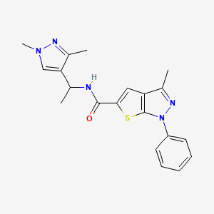 molecular formula C20H21N5OS B4371525 N-[1-(1,3-dimethyl-1H-pyrazol-4-yl)ethyl]-3-methyl-1-phenyl-1H-thieno[2,3-c]pyrazole-5-carboxamide 