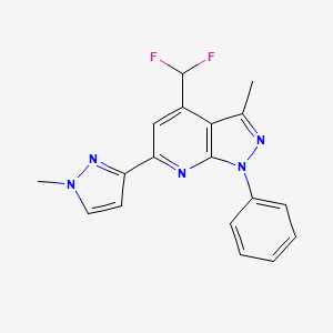 molecular formula C18H15F2N5 B4371539 4-(difluoromethyl)-3-methyl-6-(1-methyl-1H-pyrazol-3-yl)-1-phenyl-1H-pyrazolo[3,4-b]pyridine 
