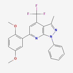 molecular formula C22H18F3N3O2 B4371540 6-(2,5-dimethoxyphenyl)-3-methyl-1-phenyl-4-(trifluoromethyl)-1H-pyrazolo[3,4-b]pyridine 