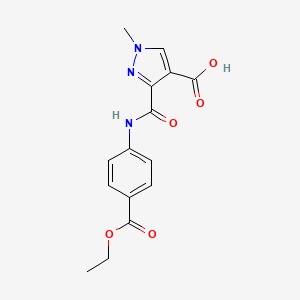 molecular formula C15H15N3O5 B4371550 3-({[4-(ethoxycarbonyl)phenyl]amino}carbonyl)-1-methyl-1H-pyrazole-4-carboxylic acid 