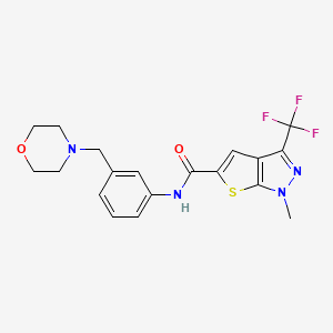 molecular formula C19H19F3N4O2S B4371557 1-methyl-N-[3-(4-morpholinylmethyl)phenyl]-3-(trifluoromethyl)-1H-thieno[2,3-c]pyrazole-5-carboxamide 