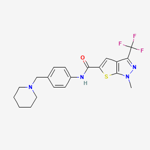 molecular formula C20H21F3N4OS B4371562 1-methyl-N-[4-(1-piperidinylmethyl)phenyl]-3-(trifluoromethyl)-1H-thieno[2,3-c]pyrazole-5-carboxamide 