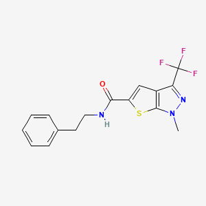 molecular formula C16H14F3N3OS B4371573 1-methyl-N-(2-phenylethyl)-3-(trifluoromethyl)-1H-thieno[2,3-c]pyrazole-5-carboxamide 