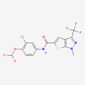 N-[3-chloro-4-(difluoromethoxy)phenyl]-1-methyl-3-(trifluoromethyl)-1H-thieno[2,3-c]pyrazole-5-carboxamide