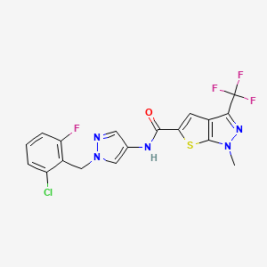 B4371598 N-[1-(2-chloro-6-fluorobenzyl)-1H-pyrazol-4-yl]-1-methyl-3-(trifluoromethyl)-1H-thieno[2,3-c]pyrazole-5-carboxamide CAS No. 1174877-57-6