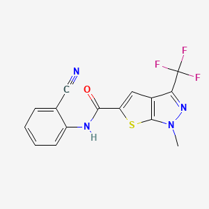 molecular formula C15H9F3N4OS B4371614 N~5~-(2-CYANOPHENYL)-1-METHYL-3-(TRIFLUOROMETHYL)-1H-THIENO[2,3-C]PYRAZOLE-5-CARBOXAMIDE 