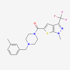 molecular formula C20H21F3N4OS B4371627 [4-(3-METHYLBENZYL)PIPERAZINO][1-METHYL-3-(TRIFLUOROMETHYL)-1H-THIENO[2,3-C]PYRAZOL-5-YL]METHANONE 