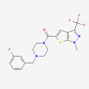 molecular formula C19H18F4N4OS B4371663 [4-(3-FLUOROBENZYL)PIPERAZINO][1-METHYL-3-(TRIFLUOROMETHYL)-1H-THIENO[2,3-C]PYRAZOL-5-YL]METHANONE 