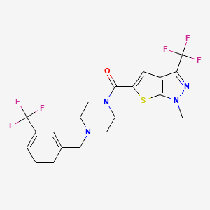 molecular formula C20H18F6N4OS B4371684 [1-METHYL-3-(TRIFLUOROMETHYL)-1H-THIENO[2,3-C]PYRAZOL-5-YL]{4-[3-(TRIFLUOROMETHYL)BENZYL]PIPERAZINO}METHANONE 