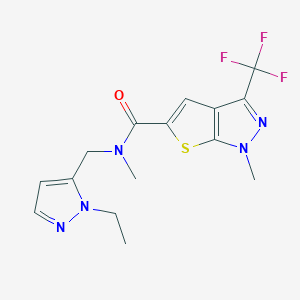 N-[(1-ethyl-1H-pyrazol-5-yl)methyl]-N,1-dimethyl-3-(trifluoromethyl)-1H-thieno[2,3-c]pyrazole-5-carboxamide