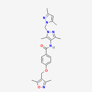 molecular formula C24H28N6O3 B4371742 4-[(3,5-DIMETHYL-4-ISOXAZOLYL)METHOXY]-N~1~-{1-[(3,5-DIMETHYL-1H-PYRAZOL-1-YL)METHYL]-3,5-DIMETHYL-1H-PYRAZOL-4-YL}BENZAMIDE 