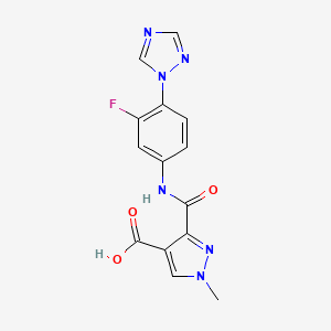 3-{[3-FLUORO-4-(1H-1,2,4-TRIAZOL-1-YL)ANILINO]CARBONYL}-1-METHYL-1H-PYRAZOLE-4-CARBOXYLIC ACID