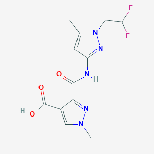 molecular formula C12H13F2N5O3 B4371779 3-({[1-(2,2-difluoroethyl)-5-methyl-1H-pyrazol-3-yl]amino}carbonyl)-1-methyl-1H-pyrazole-4-carboxylic acid 