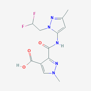 molecular formula C12H13F2N5O3 B4371784 3-({[1-(2,2-difluoroethyl)-3-methyl-1H-pyrazol-5-yl]amino}carbonyl)-1-methyl-1H-pyrazole-4-carboxylic acid 