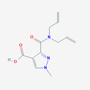 molecular formula C12H15N3O3 B4371799 3-[(diallylamino)carbonyl]-1-methyl-1H-pyrazole-4-carboxylic acid 