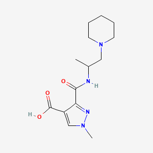 molecular formula C14H22N4O3 B4371806 1-methyl-3-({[1-methyl-2-(1-piperidinyl)ethyl]amino}carbonyl)-1H-pyrazole-4-carboxylic acid 