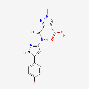 molecular formula C15H12FN5O3 B4371825 3-({[3-(4-fluorophenyl)-1H-pyrazol-5-yl]amino}carbonyl)-1-methyl-1H-pyrazole-4-carboxylic acid 