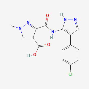 molecular formula C15H12ClN5O3 B4371826 3-({[4-(4-chlorophenyl)-1H-pyrazol-5-yl]amino}carbonyl)-1-methyl-1H-pyrazole-4-carboxylic acid 