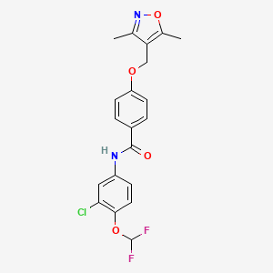 molecular formula C20H17ClF2N2O4 B4371891 N~1~-[3-CHLORO-4-(DIFLUOROMETHOXY)PHENYL]-4-[(3,5-DIMETHYL-4-ISOXAZOLYL)METHOXY]BENZAMIDE 