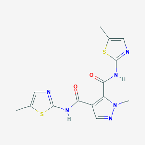 molecular formula C14H14N6O2S2 B4371907 1-methyl-N,N'-bis(5-methyl-1,3-thiazol-2-yl)-1H-pyrazole-4,5-dicarboxamide 