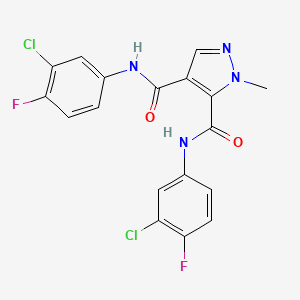 molecular formula C18H12Cl2F2N4O2 B4371945 N~4~,N~5~-BIS(3-CHLORO-4-FLUOROPHENYL)-1-METHYL-1H-PYRAZOLE-4,5-DICARBOXAMIDE 