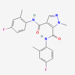 molecular formula C20H18F2N4O2 B4371953 N~4~,N~5~-BIS(4-FLUORO-2-METHYLPHENYL)-1-METHYL-1H-PYRAZOLE-4,5-DICARBOXAMIDE 