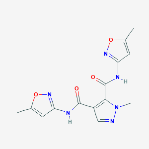 molecular formula C14H14N6O4 B4371956 1-methyl-N,N'-bis(5-methyl-3-isoxazolyl)-1H-pyrazole-4,5-dicarboxamide 