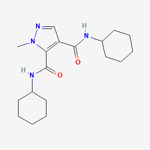 molecular formula C18H28N4O2 B4371973 N~4~,N~5~-DICYCLOHEXYL-1-METHYL-1H-PYRAZOLE-4,5-DICARBOXAMIDE 