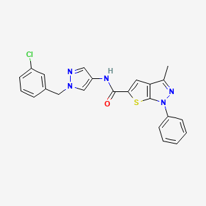 molecular formula C23H18ClN5OS B4372030 N~5~-[1-(3-CHLOROBENZYL)-1H-PYRAZOL-4-YL]-3-METHYL-1-PHENYL-1H-THIENO[2,3-C]PYRAZOLE-5-CARBOXAMIDE 