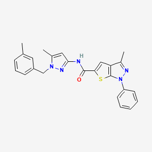 molecular formula C25H23N5OS B4372048 3-METHYL-N~5~-[5-METHYL-1-(3-METHYLBENZYL)-1H-PYRAZOL-3-YL]-1-PHENYL-1H-THIENO[2,3-C]PYRAZOLE-5-CARBOXAMIDE 