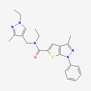 molecular formula C22H25N5OS B4372079 N~5~-ETHYL-N~5~-[(1-ETHYL-3-METHYL-1H-PYRAZOL-4-YL)METHYL]-3-METHYL-1-PHENYL-1H-THIENO[2,3-C]PYRAZOLE-5-CARBOXAMIDE 