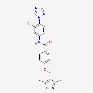 molecular formula C21H18ClN5O3 B4372090 N~1~-[3-CHLORO-4-(1H-1,2,4-TRIAZOL-1-YL)PHENYL]-4-[(3,5-DIMETHYL-4-ISOXAZOLYL)METHOXY]BENZAMIDE 