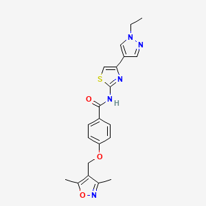 molecular formula C21H21N5O3S B4372121 4-[(3,5-DIMETHYL-4-ISOXAZOLYL)METHOXY]-N~1~-[4-(1-ETHYL-1H-PYRAZOL-4-YL)-1,3-THIAZOL-2-YL]BENZAMIDE 