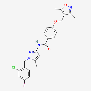 molecular formula C24H22ClFN4O3 B4372129 N~1~-[1-(2-CHLORO-4-FLUOROBENZYL)-5-METHYL-1H-PYRAZOL-3-YL]-4-[(3,5-DIMETHYL-4-ISOXAZOLYL)METHOXY]BENZAMIDE 