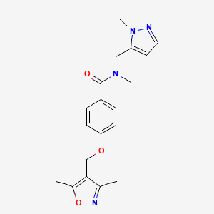 molecular formula C19H22N4O3 B4372138 4-[(3,5-DIMETHYL-4-ISOXAZOLYL)METHOXY]-N~1~-METHYL-N~1~-[(1-METHYL-1H-PYRAZOL-5-YL)METHYL]BENZAMIDE 