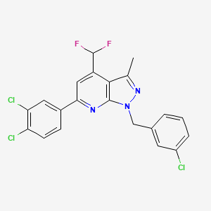 molecular formula C21H14Cl3F2N3 B4372226 1-(3-chlorobenzyl)-6-(3,4-dichlorophenyl)-4-(difluoromethyl)-3-methyl-1H-pyrazolo[3,4-b]pyridine 