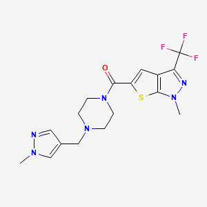 molecular formula C17H19F3N6OS B4372234 {4-[(1-METHYL-1H-PYRAZOL-4-YL)METHYL]PIPERAZINO}[1-METHYL-3-(TRIFLUOROMETHYL)-1H-THIENO[2,3-C]PYRAZOL-5-YL]METHANONE 