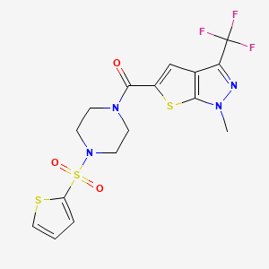 molecular formula C16H15F3N4O3S3 B4372244 [1-METHYL-3-(TRIFLUOROMETHYL)-1H-THIENO[2,3-C]PYRAZOL-5-YL][4-(2-THIENYLSULFONYL)PIPERAZINO]METHANONE 