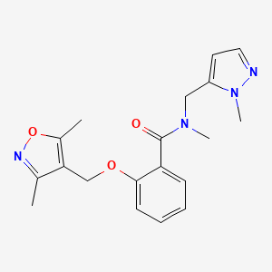 molecular formula C19H22N4O3 B4372313 2-[(3,5-DIMETHYL-4-ISOXAZOLYL)METHOXY]-N~1~-METHYL-N~1~-[(1-METHYL-1H-PYRAZOL-5-YL)METHYL]BENZAMIDE 