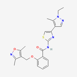 molecular formula C22H23N5O3S B4372328 2-[(3,5-DIMETHYL-4-ISOXAZOLYL)METHOXY]-N~1~-[4-(1-ETHYL-5-METHYL-1H-PYRAZOL-4-YL)-1,3-THIAZOL-2-YL]BENZAMIDE 